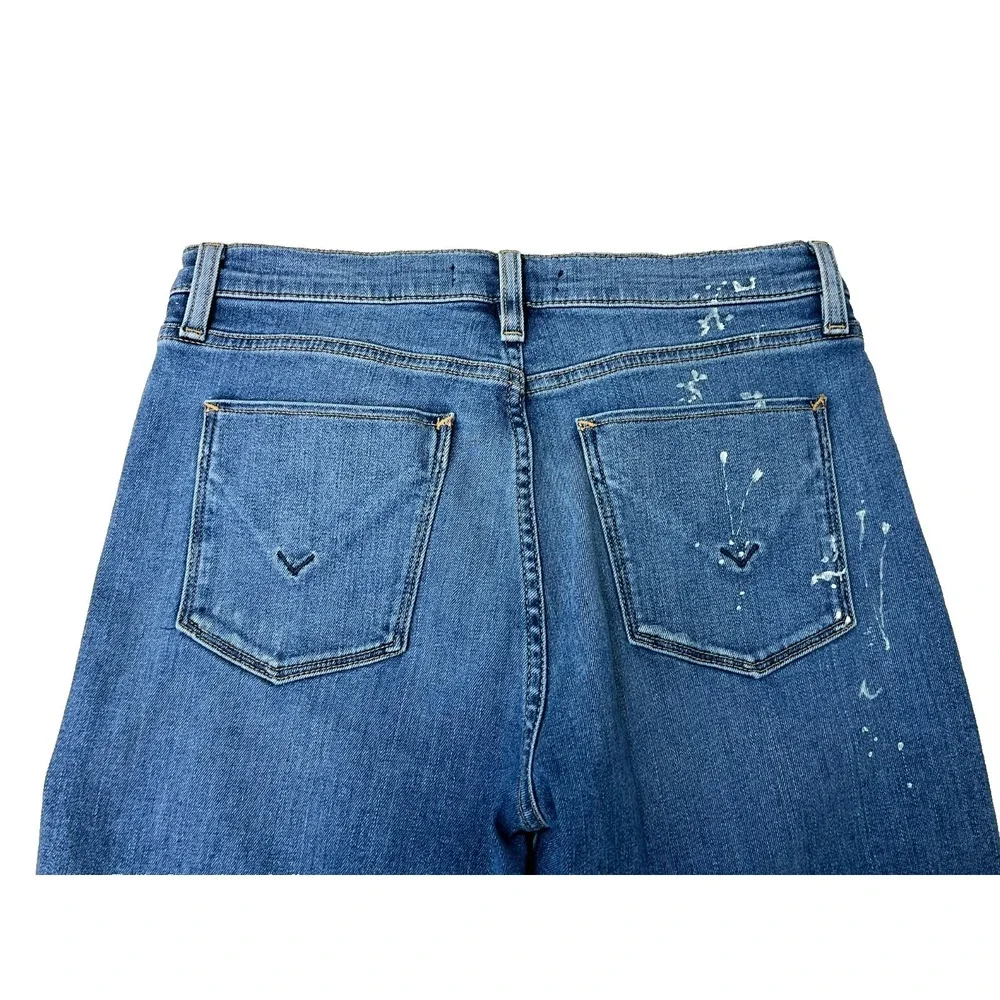 Hudson‎ Barbara Straight Jean Medium Wash Paint Splatter Premium Denim SZ 28